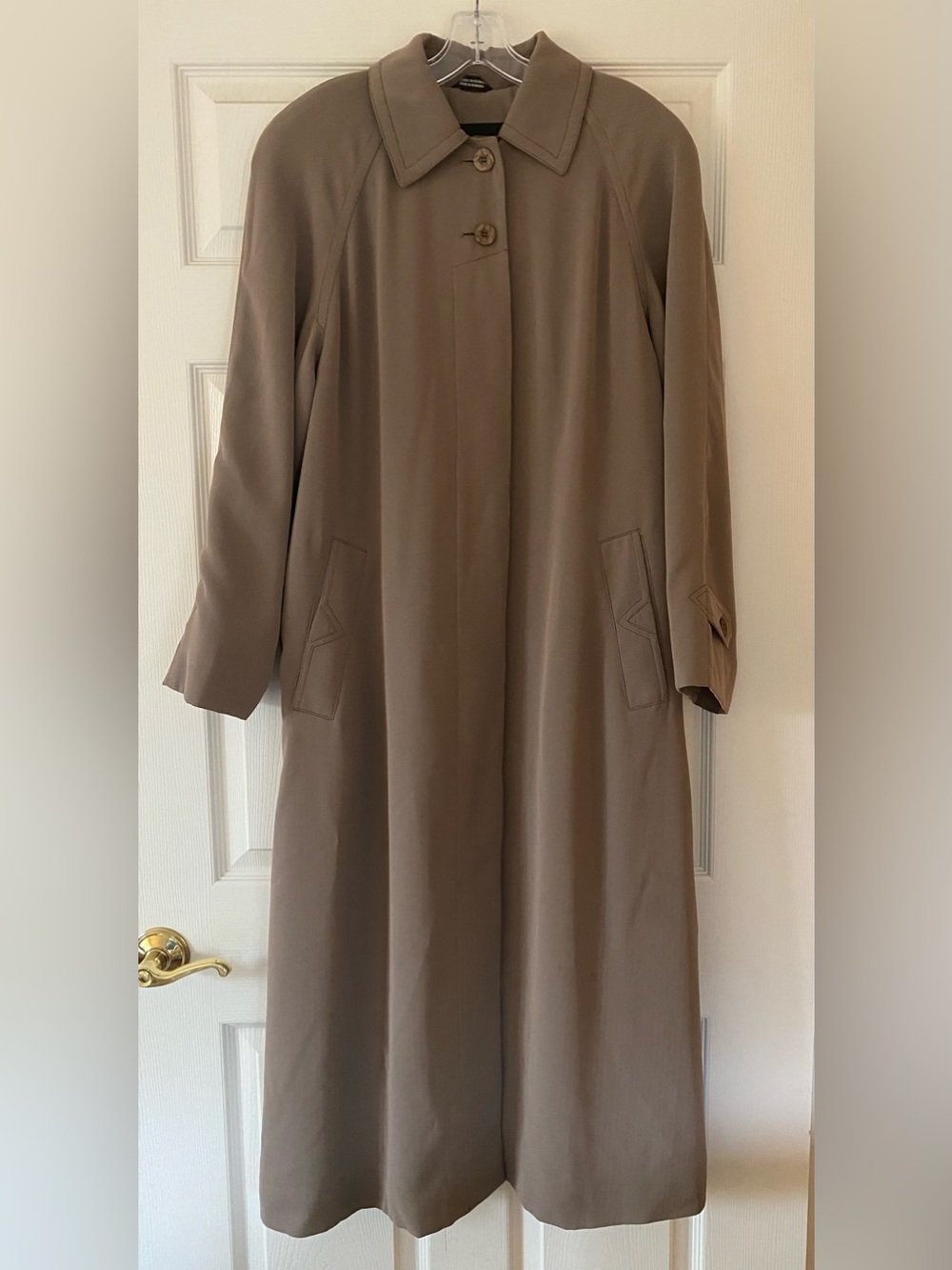 Vintage Utex Classic Long Taupe Trench Coat Duster 90s Minimalist - Sz 10